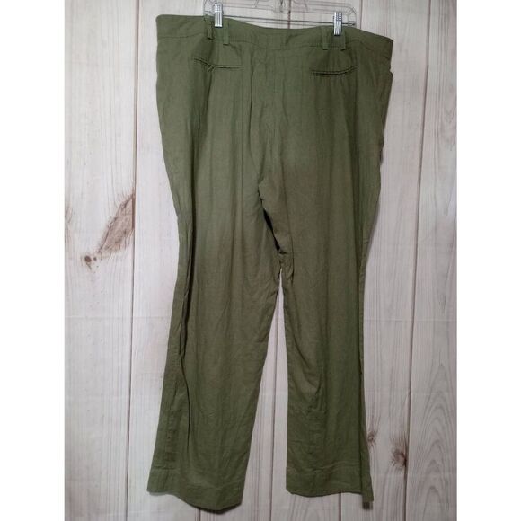 Merona Pants Ladies 24W Green Linen Blend - Picture 2 of 6